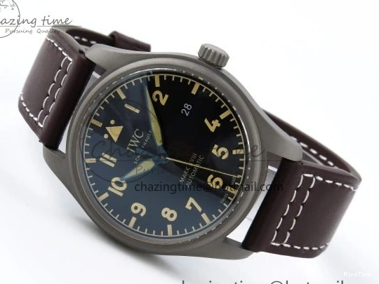 MIROTIME 1224 Pilot Mark XVIII Titanium BLSF 1:1 Best Edition Black Dial on Brown Leather Strap MIYOTA Popular 7020